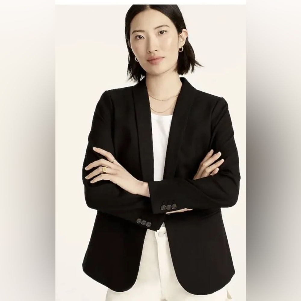 J Crew Parke Blazer- Black Wool Flannel Size 2